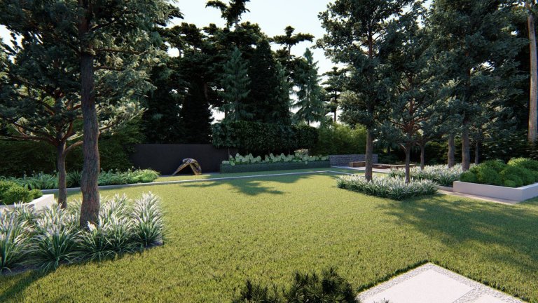 Zahradní koncept u moderní vily v blízkosti Poznani. Zahrada, která respektuje okolní přírodu a zapadá do okolního lesa :) K dispozici jsou prvky, jako je…