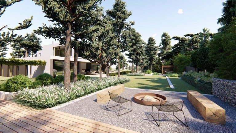 Zahradní koncept u moderní vily v blízkosti Poznani. Zahrada, která respektuje okolní přírodu a zapadá do okolního lesa :) K dispozici jsou prvky, jako je…