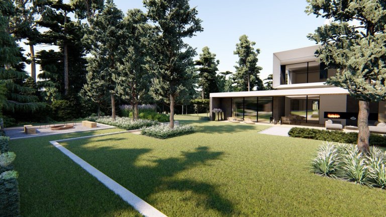 Zahradní koncept u moderní vily v blízkosti Poznani. Zahrada, která respektuje okolní přírodu a zapadá do okolního lesa :) K dispozici jsou prvky, jako je…