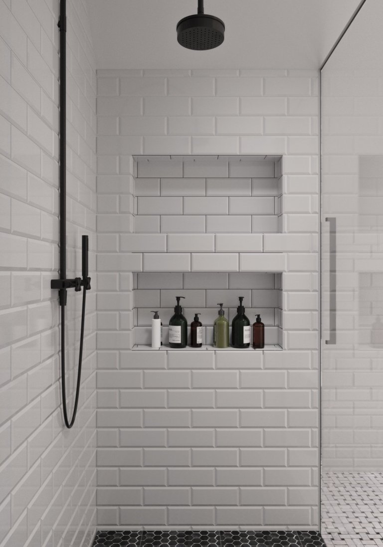 Vizualizace koupelny pro rodinu v Praze.&nbsp;

Přáním bylo černobílý look, industriální styl. Prostor je zjemněný mozaikou z pravého mramoru, kterou jsme…