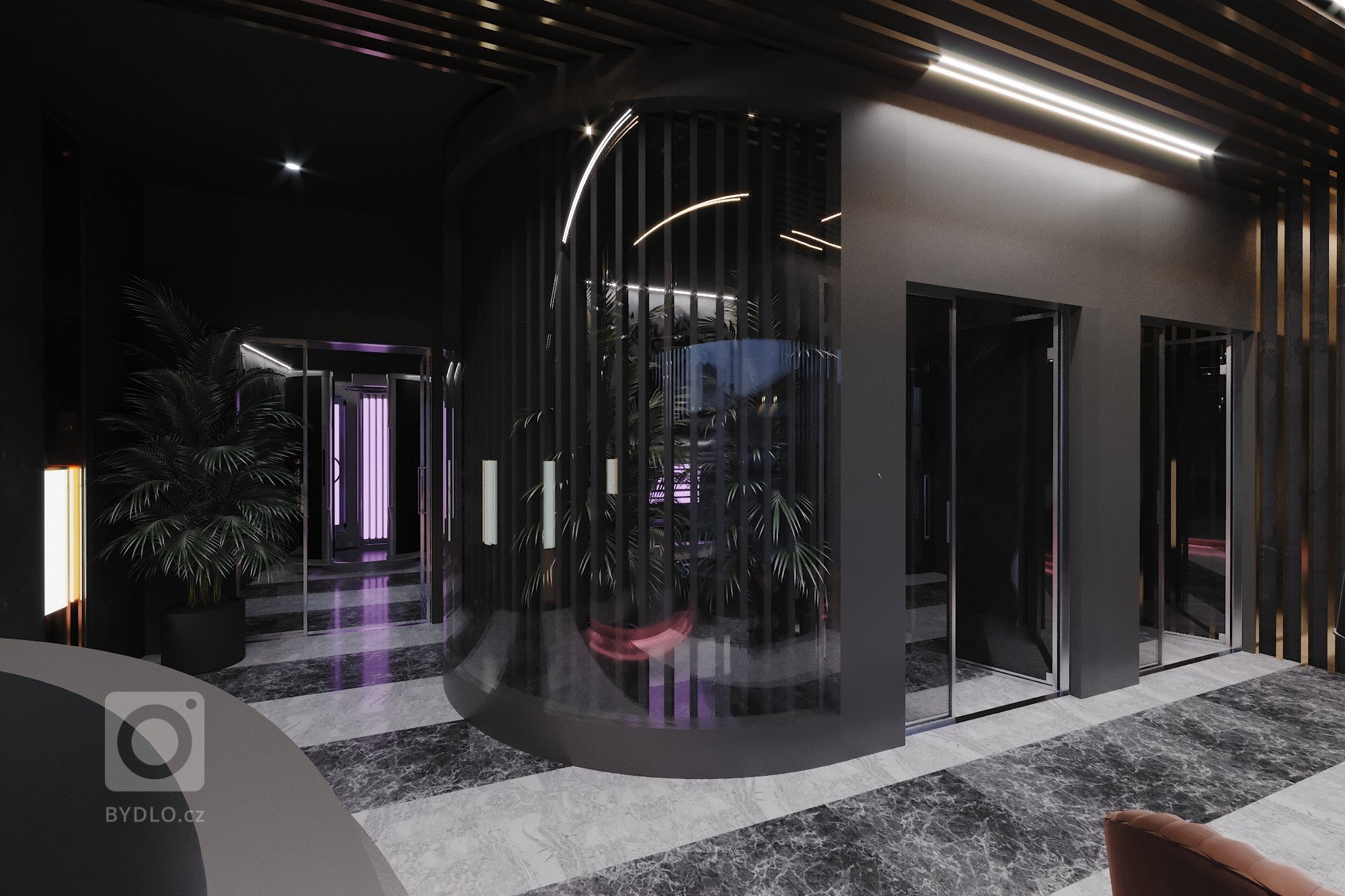 Návrh solárního studia a recepce wellness komplexu. Moderní materiály, kámer, kov a sklo se v tomto interiéru objevují téměř všude. V tomto zadání jsme se…