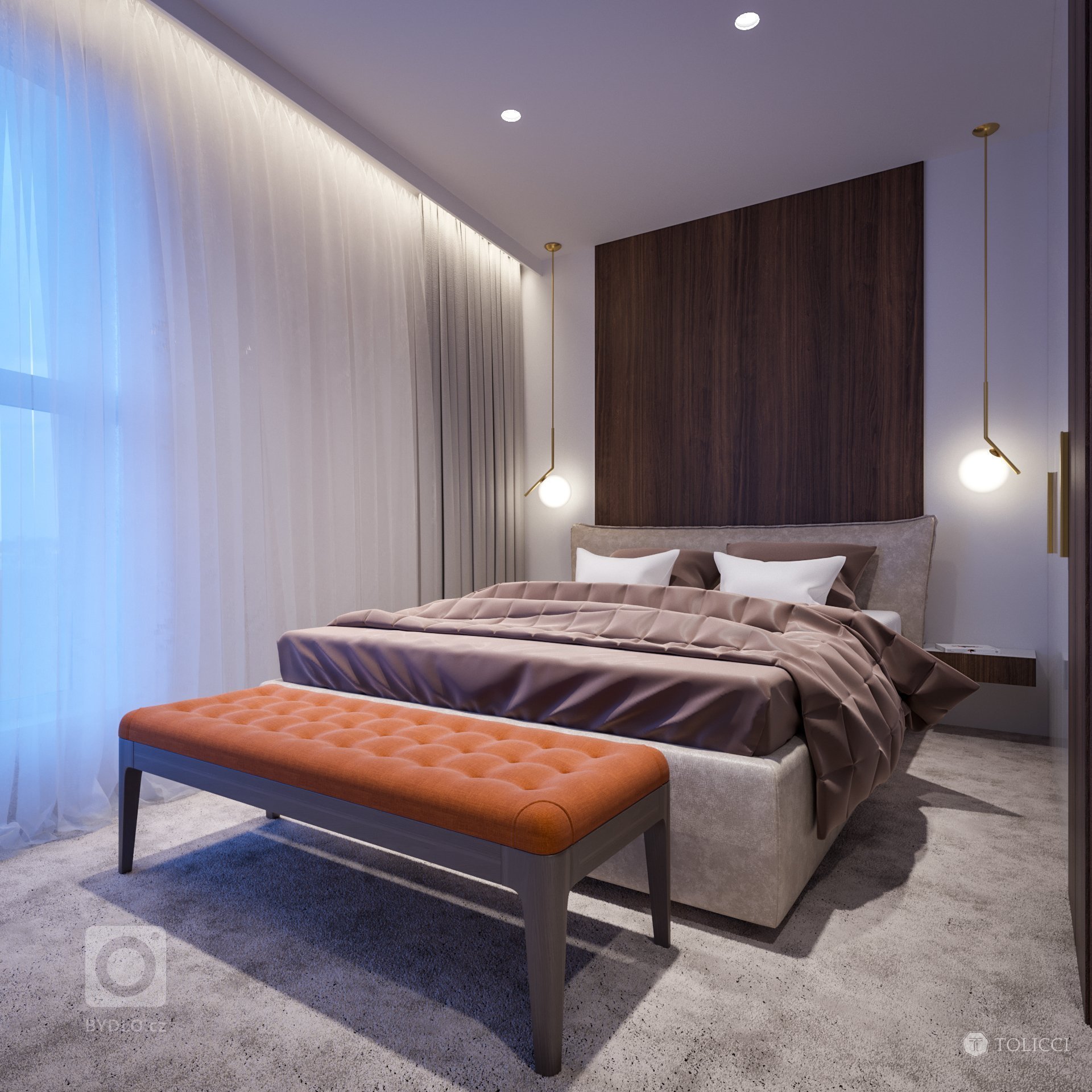 Návrh interiéru bytového apartmánu reprezentuje vytvorenie elegantného a nestarnúceho dizajnu. Vhodná kontrastná kombinácia tmavého orechového dreva a teplých…