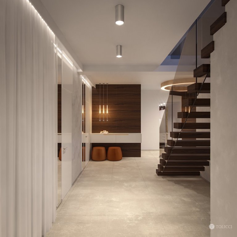 Cieľom návrhu interiéru tohto rodinného domu bolo vytvorenie elegantného a dizajnového interiéru, založeného na prirodzenom kontraste prírodných materiálov…