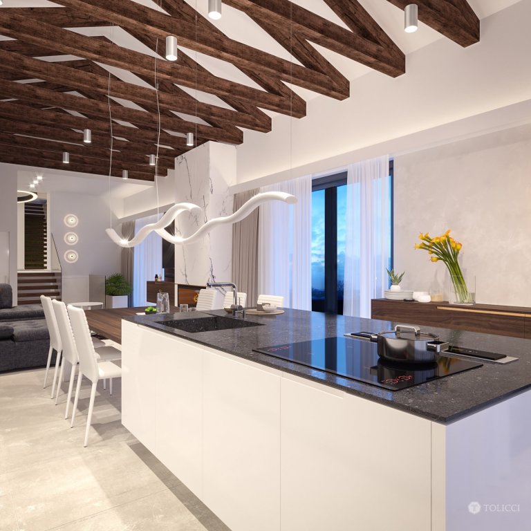 Cieľom návrhu interiéru tohto rodinného domu bolo vytvorenie elegantného a dizajnového interiéru, založeného na prirodzenom kontraste prírodných materiálov…