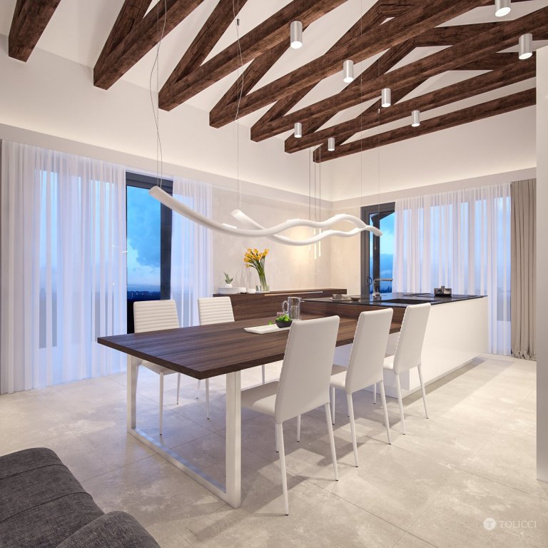 Cieľom návrhu interiéru tohto rodinného domu bolo vytvorenie elegantného a dizajnového interiéru, založeného na prirodzenom kontraste prírodných materiálov…