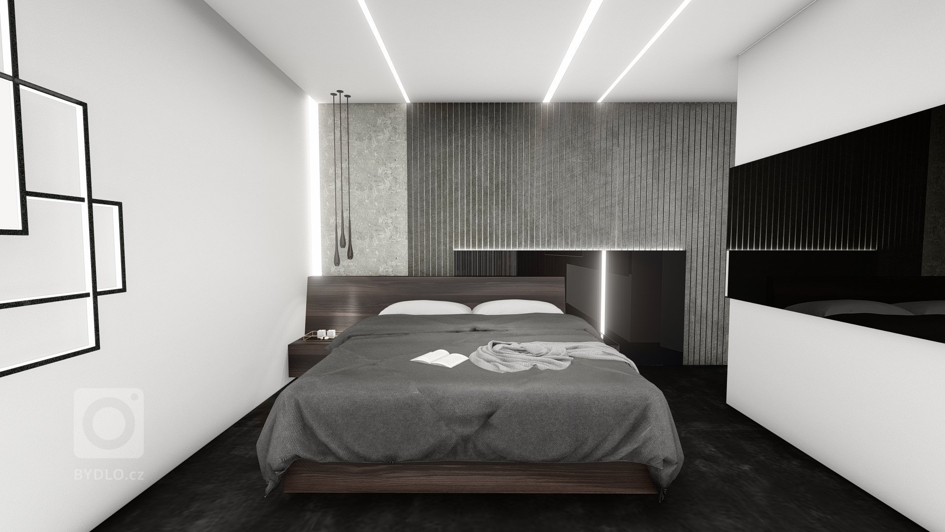 Návrh interiéru luxusní ložnice 