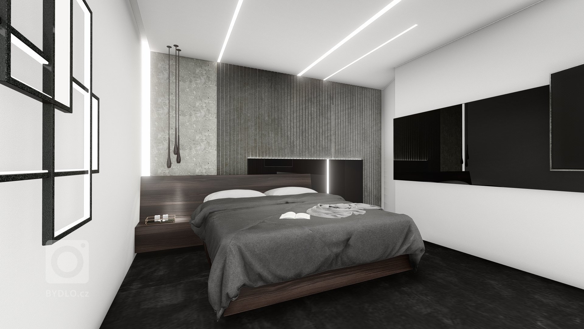 Návrh interiéru moderní ložnice 