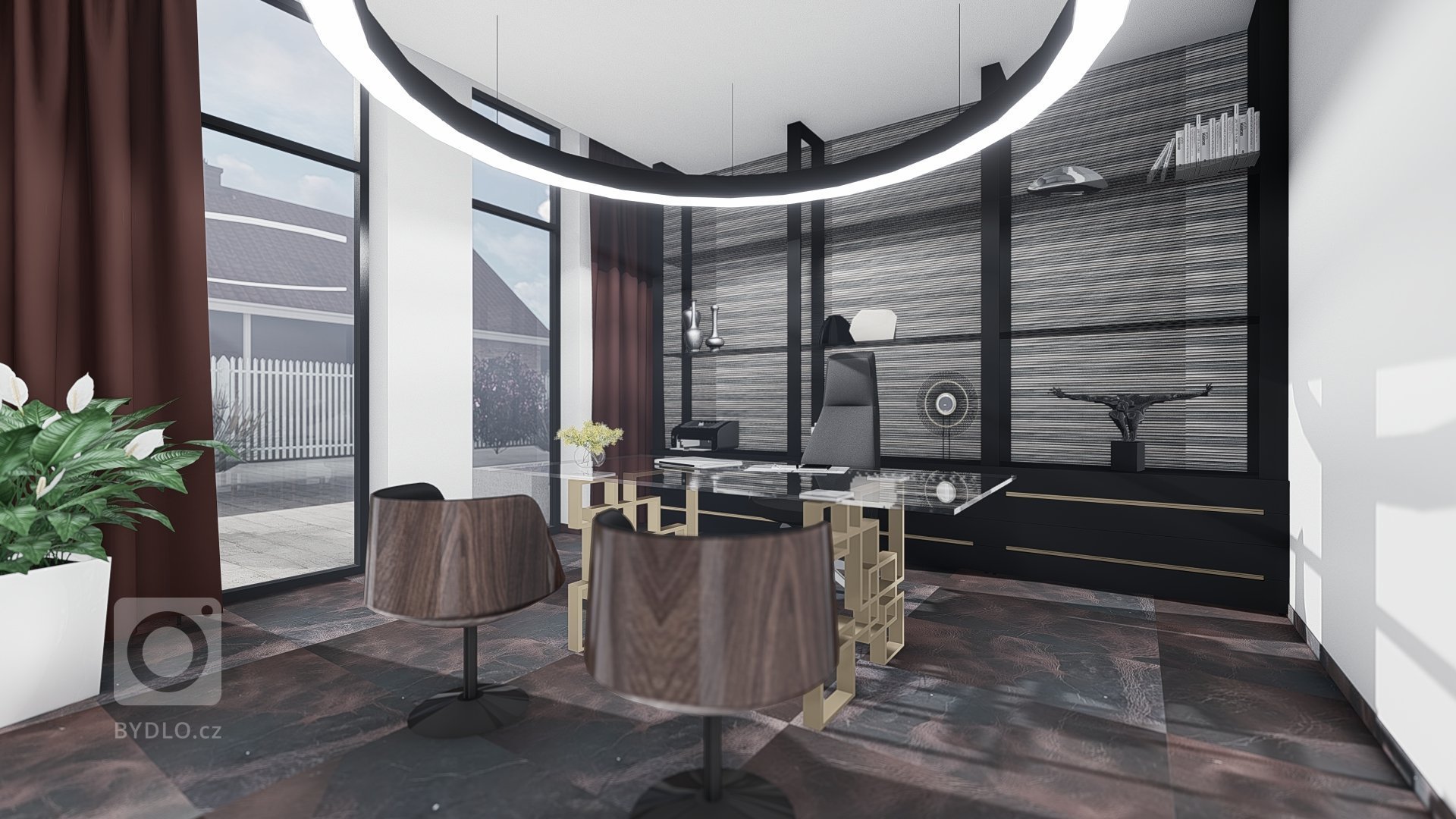V návrhu interiéru pracovny bylo jediné omezení - tím byla podlaha a k té barevně ladící závěsy. Tedy jsme k utlumení barev vycházeli již z neutrálních odstínů…