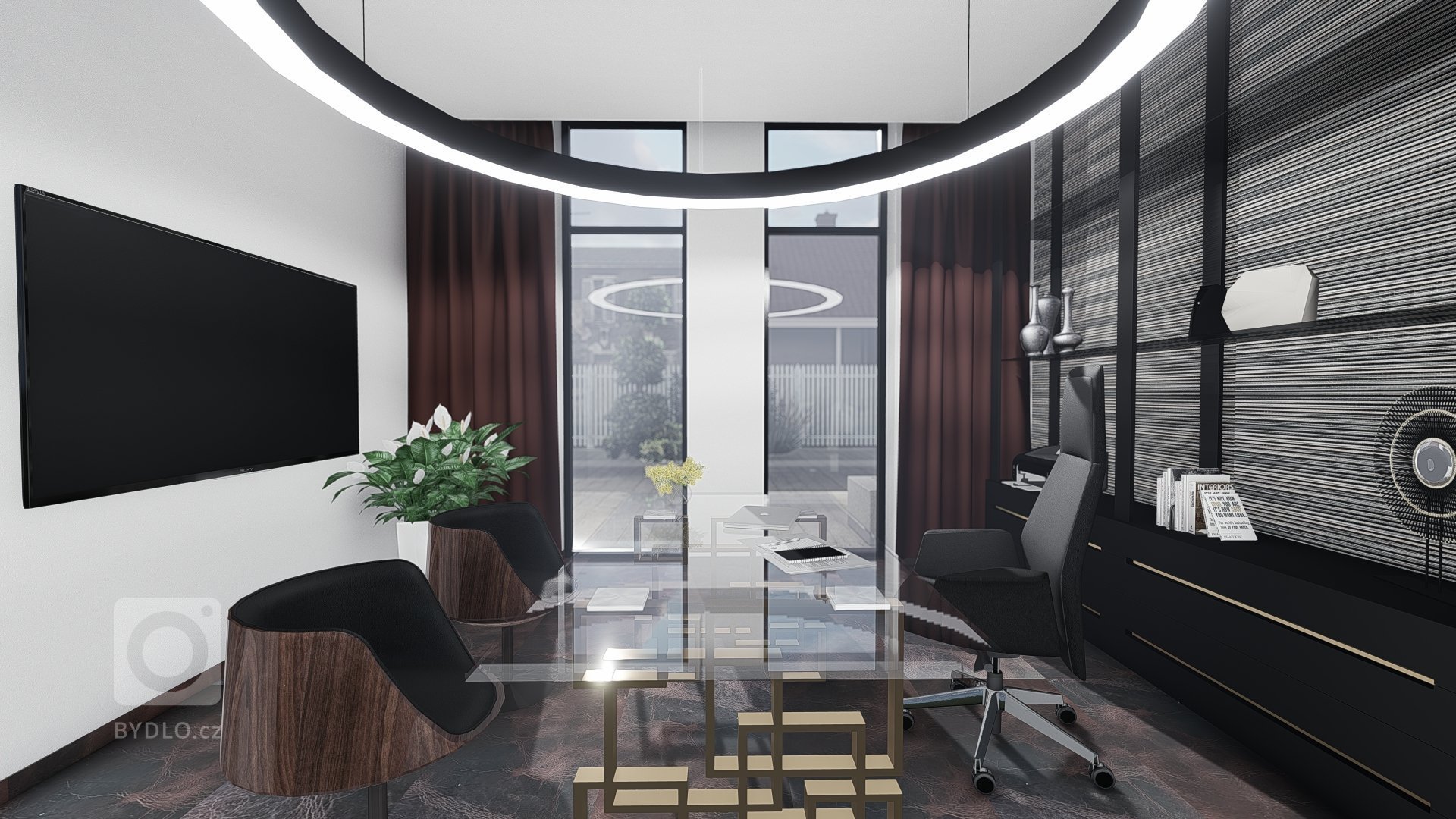 V návrhu interiéru pracovny bylo jediné omezení - tím byla podlaha a k té barevně ladící závěsy. Tedy jsme k utlumení barev vycházeli již z neutrálních odstínů…