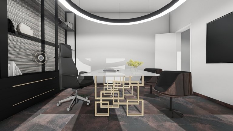 V návrhu interiéru pracovny bylo jediné omezení - tím byla podlaha a k té barevně ladící závěsy. Tedy jsme k utlumení barev vycházeli již z neutrálních odstínů…