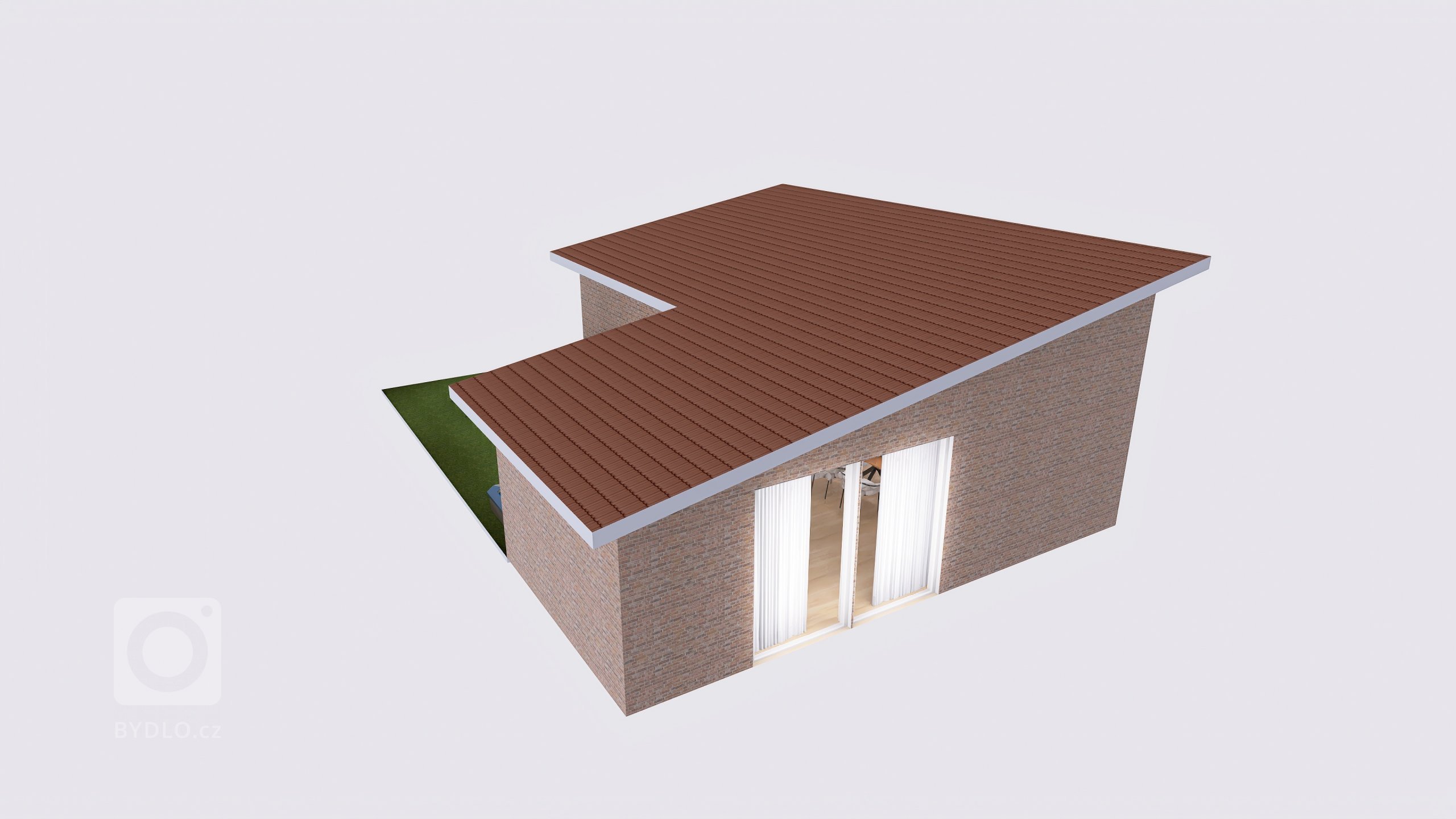 Vizualizace potencionálního budoucího stavu kuchyně, jídelny a&nbsp;obývacího pokoje po rekonstrukci. Důraz na prosvětlení a větší modernizaci oproti původnímu…