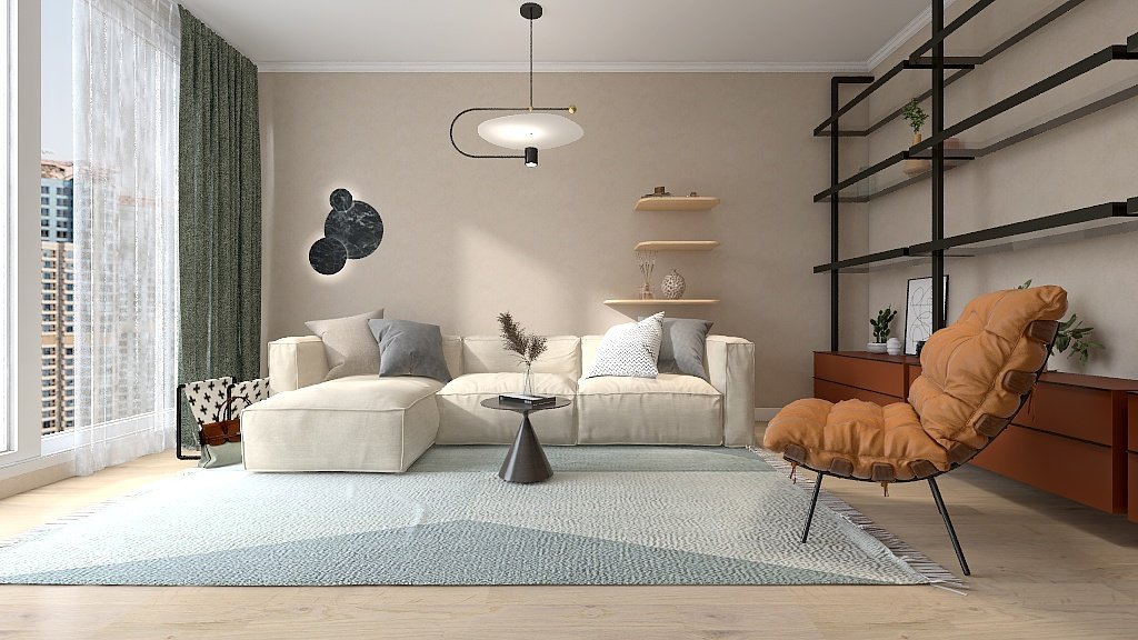 Provedení vizualizace podle předlohy klienta. Prosvětlený interiér, hravé a barevné prvky, originální kusy nábytku. Vizualizace provedená v částech kuchyně,…