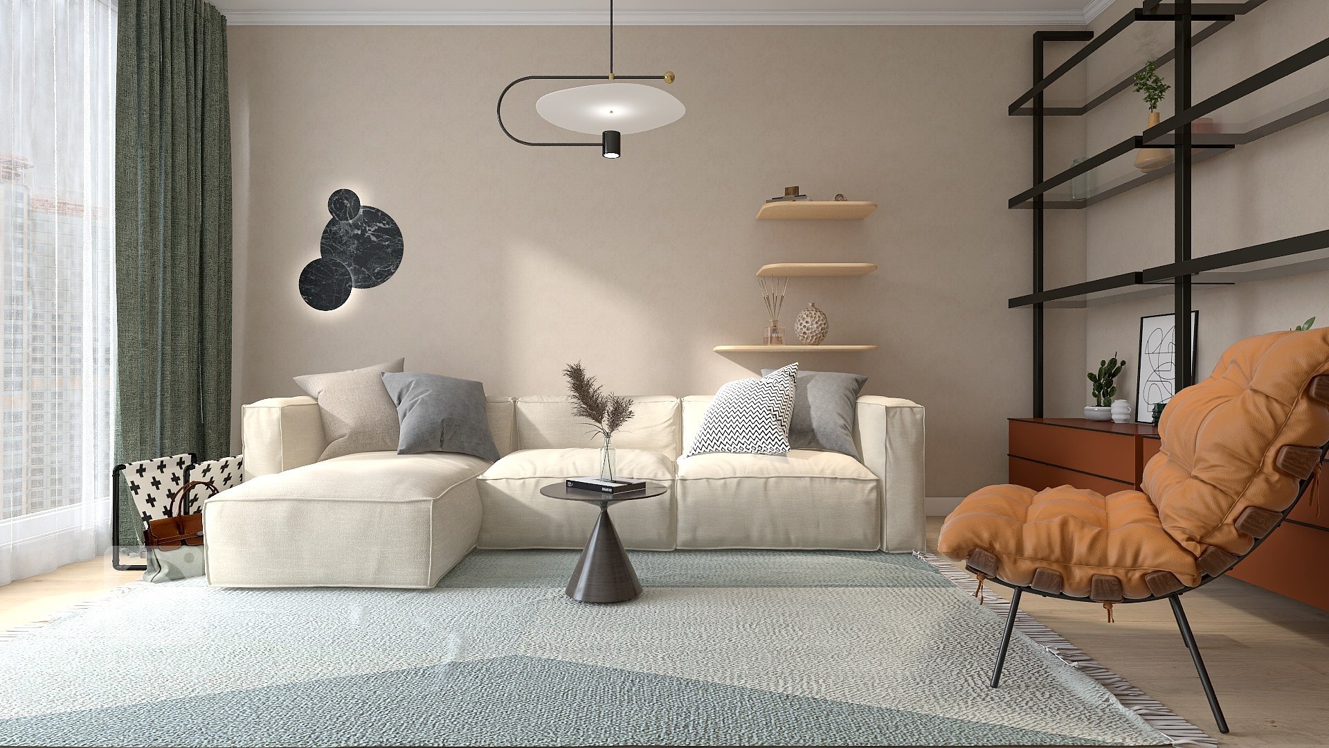 Provedení vizualizace podle předlohy klienta. Prosvětlený interiér, hravé a barevné prvky, originální kusy nábytku. Vizualizace provedená v částech kuchyně,…