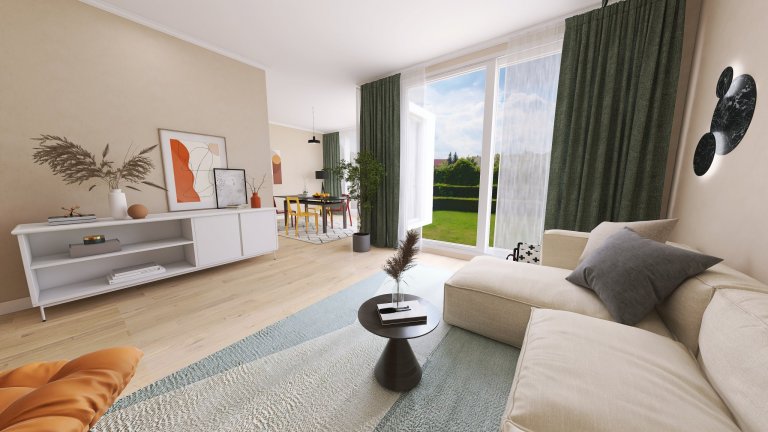 Provedení vizualizace podle předlohy klienta. Prosvětlený interiér, hravé a barevné prvky, originální kusy nábytku. Vizualizace provedená v částech kuchyně,…