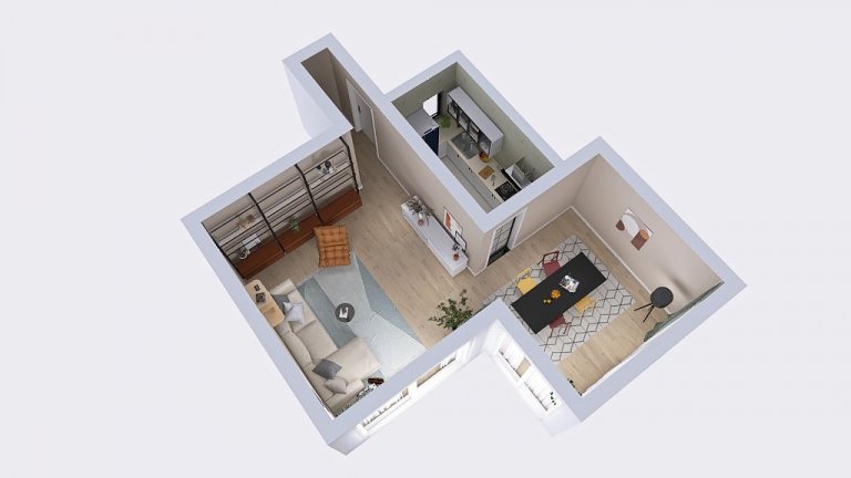 Provedení vizualizace podle předlohy klienta. Prosvětlený interiér, hravé a barevné prvky, originální kusy nábytku. Vizualizace provedená v částech kuchyně,…