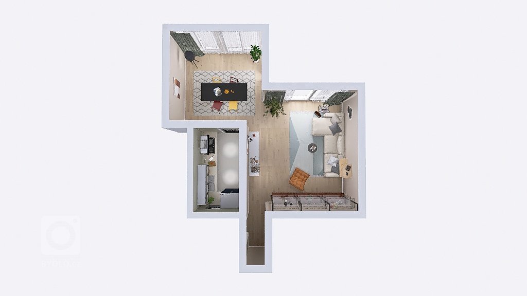 Provedení vizualizace podle předlohy klienta. Prosvětlený interiér, hravé a barevné prvky, originální kusy nábytku. Vizualizace provedená v částech kuchyně,…