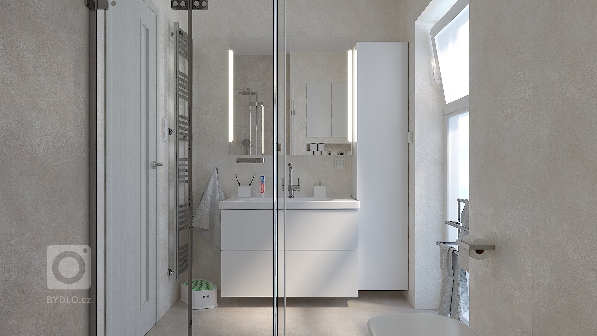 Malý prostor, rozvody připraveny - bylo tedy nutné se s jasně daným rozmístěním sanity a doplňků popasovat a navrhnout či vybrat takové, které do prostoru…