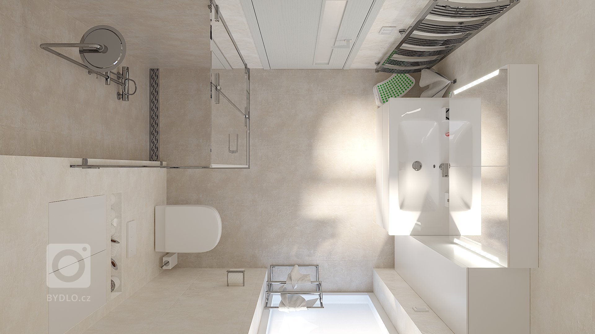 Malý prostor, rozvody připraveny - bylo tedy nutné se s jasně daným rozmístěním sanity a doplňků popasovat a navrhnout či vybrat takové, které do prostoru…